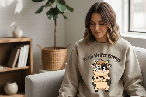 Feral Heifer Energy Png, Funny Cow Png, Sassy Cow Clipart, Cute Farm Animal Png, Sarcastic Cow Design, Sublimation Graphic SVG TiffsCraftyCreations 