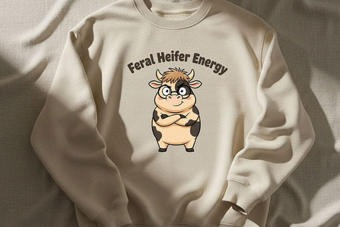 Feral Heifer Energy Png, Funny Cow Png, Sassy Cow Clipart, Cute Farm Animal Png, Sarcastic Cow Design, Sublimation Graphic SVG TiffsCraftyCreations 