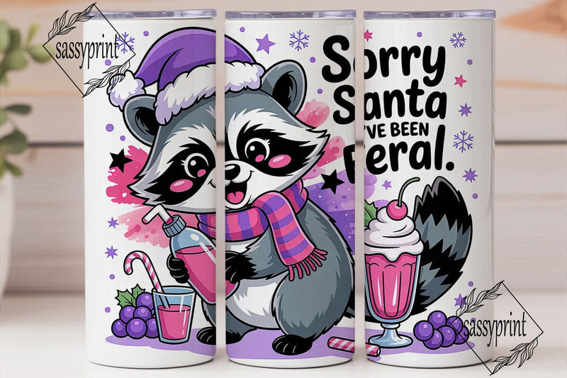 Feral Raccoon Christmas 20oz Tumbler Sublimation sassyprint 