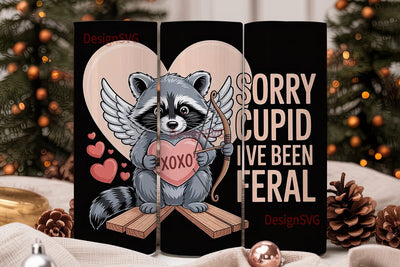 Feral Raccoon Valentine 20oz Tumbler Sublimation DesignSVG 