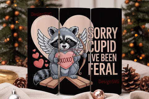 Feral Raccoon Valentine 20oz Tumbler Sublimation DesignSVG 