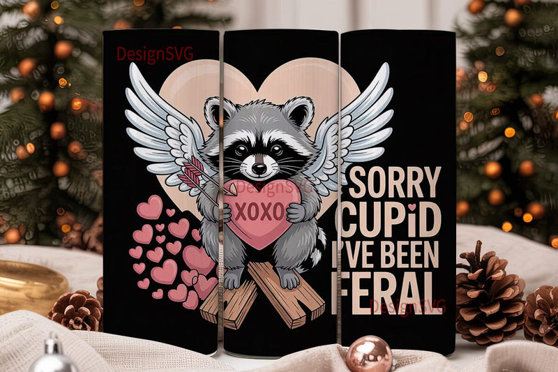 Feral Raccoon Valentine 20oz Tumbler Sublimation DesignSVG 