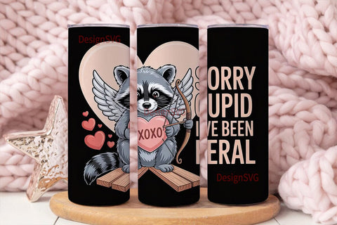Feral Raccoon Valentine 20oz Tumbler Sublimation DesignSVG 