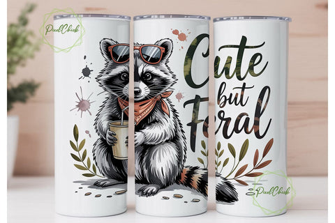 Feral Raccoon Watercolor 20oz Tumbler Sublimation PixelChick 
