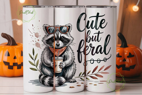 Feral Raccoon Watercolor 20oz Tumbler Sublimation PixelChick 