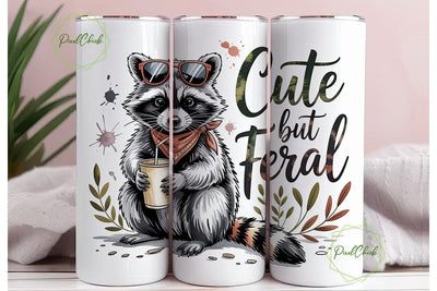 Feral Raccoon Watercolor 20oz Tumbler Sublimation PixelChick 