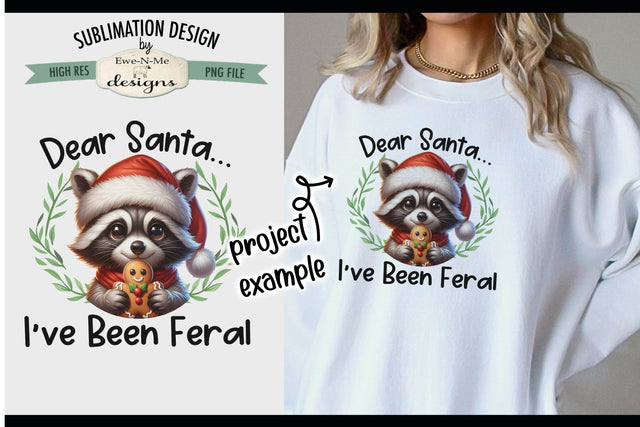 Feral Raccoon with Gingerbread | PNG Design for Sublimation or DTF Sublimation Ewe-N-Me Designs 