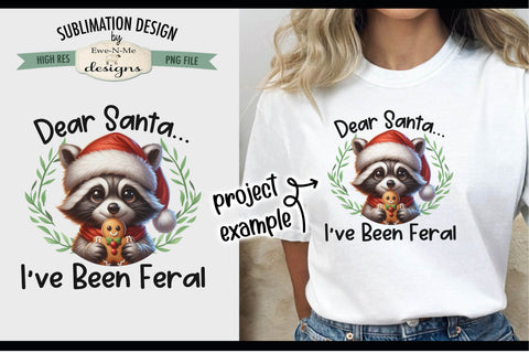 Feral Raccoon with Gingerbread | PNG Design for Sublimation or DTF Sublimation Ewe-N-Me Designs 
