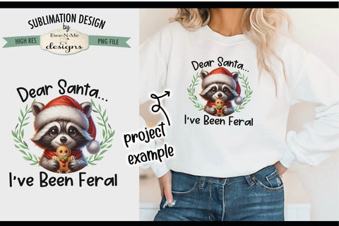 Feral Raccoon with Gingerbread | PNG Design for Sublimation or DTF Sublimation Ewe-N-Me Designs 