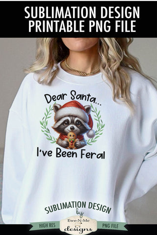 Feral Raccoon with Gingerbread | PNG Design for Sublimation or DTF Sublimation Ewe-N-Me Designs 