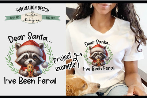 Feral Raccoon with Gingerbread | PNG Design for Sublimation or DTF Sublimation Ewe-N-Me Designs 