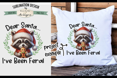 Feral Raccoon with Gingerbread | PNG Design for Sublimation or DTF Sublimation Ewe-N-Me Designs 