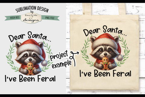 Feral Raccoon with Gingerbread | PNG Design for Sublimation or DTF Sublimation Ewe-N-Me Designs 