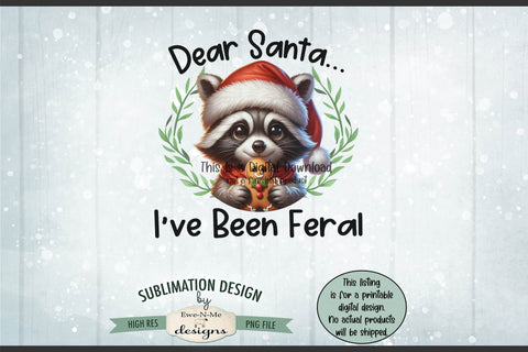 Feral Raccoon with Gingerbread | PNG Design for Sublimation or DTF Sublimation Ewe-N-Me Designs 