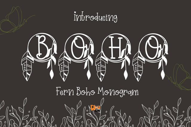 Fern Boho Monogram Font Dm Letter Studio 
