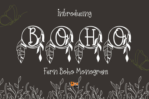 Fern Boho Monogram Font Dm Letter Studio 