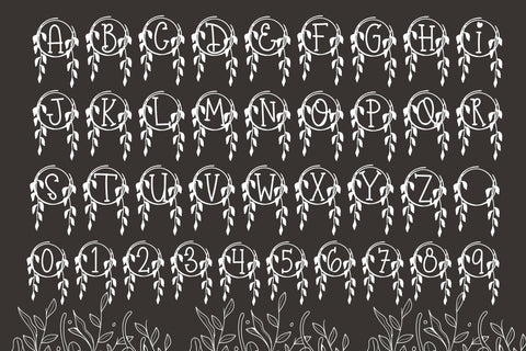 Fern Circle Boho Monogram Font Dm Letter Studio 
