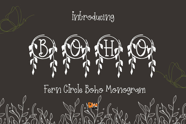 Fern Circle Boho Monogram Font Dm Letter Studio 