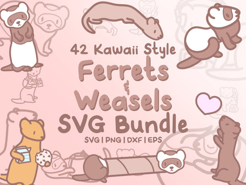 Ferrets and Weasels SVG files Design Set SVG HalieKStudio 