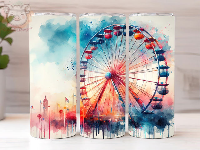 Ferris Wheel 20oz Tumbler Png, Straight & Tapered Tumbler Png, Theme Park Colorful Tumbler Png, Digital Download PNG Sublimation Lara' s Designs 