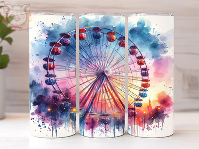 Ferris Wheel 20oz Tumbler Png, Straight & Tapered Tumbler Png, Theme Park Colorful Tumbler Png, Digital Download PNG Sublimation Lara' s Designs 