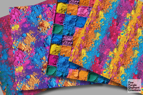 Festival of Color Powder Texture Digital Paper | Rainbow Pride LGBTQ Holi Digital Pattern Fine Purple Elephant Creations 