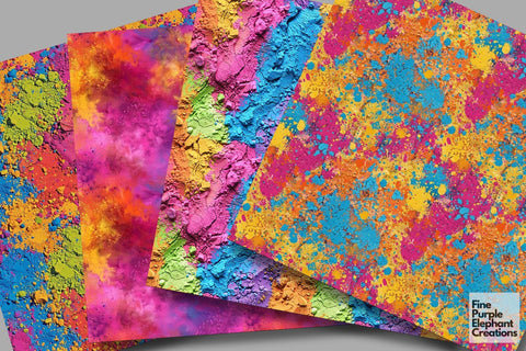 Festival of Color Powder Texture Digital Paper | Rainbow Pride LGBTQ Holi Digital Pattern Fine Purple Elephant Creations 