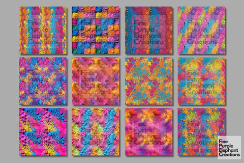 Festival of Color Powder Texture Digital Paper | Rainbow Pride LGBTQ Holi Digital Pattern Fine Purple Elephant Creations 