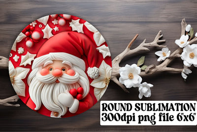 Festive 3D Santa Claus Keychain Round Design PNG Holiday Sublimation afrosvg 