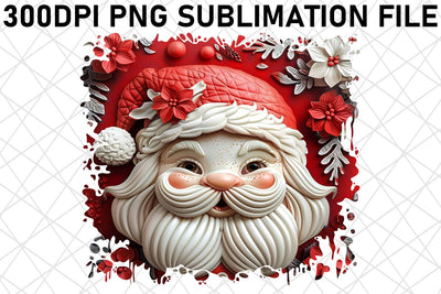Festive 3D Santa Claus Printable PNG Holiday Sublimation afrosvg 
