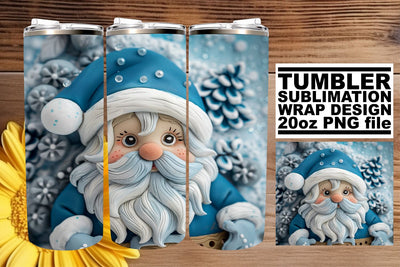 Festive 3D Santa Claus Wrap | 20oz Holiday Tumbler Sublimation afrosvg 