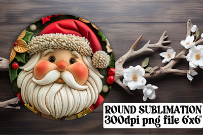 Festive 3D Santa Keychain Round Design PNG Christmas Sublimation afrosvg 