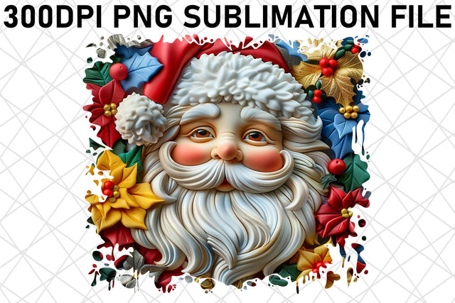 Festive 3D Santa Printable PNG Christmas Sublimation afrosvg 