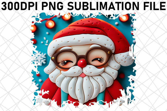 Festive 3D Santa Printable PNG Christmas Sublimation afrosvg 