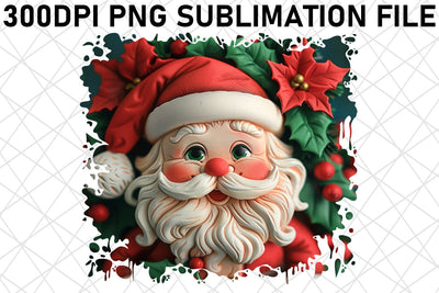 Festive 3D Santa Round Design PNG Holiday Sublimation afrosvg 