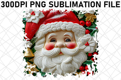 Festive 3D Santa Round Design PNG Winter Sublimation afrosvg 
