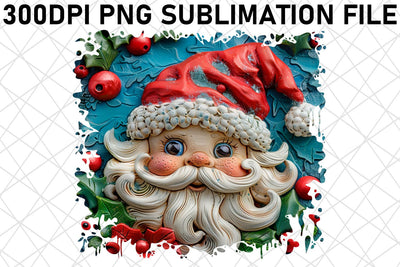 Festive 3D Santa Round Design PNG Winter Sublimation afrosvg 