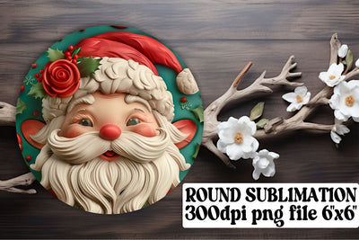 Festive 3D Santa Round Keychain Design PNG Christmas Sublimation afrosvg 