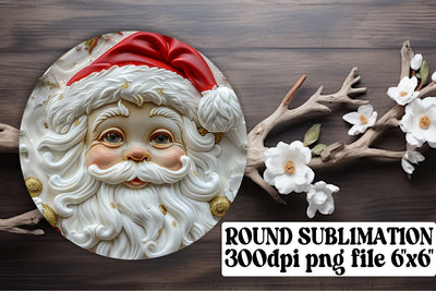 Festive 3D Santa Round Keychain Design PNG Winter Sublimation afrosvg 