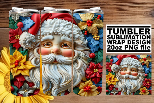 Festive 3D Santa Tumbler Wrap | 20oz Holiday Sublimation Sublimation afrosvg 