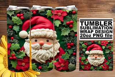 Festive 3D Santa Tumbler Wrap | 20oz Winter Sublimation Sublimation afrosvg 