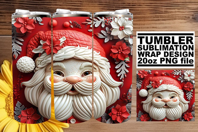 Festive 3D Santa Wrap | 20oz Christmas Tumbler Design Sublimation afrosvg 
