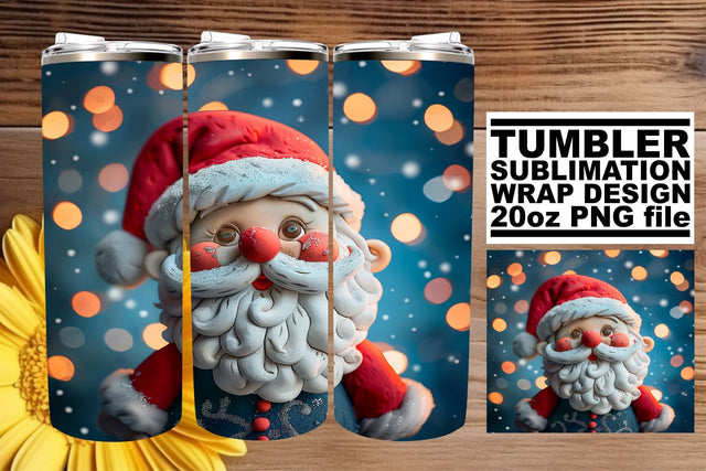 Festive 3D Santa Wrap | 20oz Tumbler Christmas Sublimation Sublimation afrosvg 