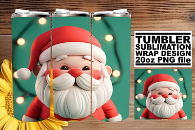 Festive 3D Santa Wrap | 20oz Winter Tumbler Design Sublimation afrosvg 