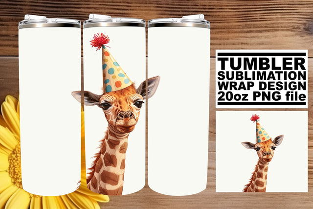 Festive Animal Celebration: 20oz Birthday Tumbler Sublimation afrosvg 