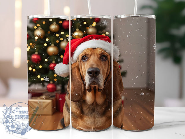 Festive Bloodhound Christmas Tumbler, Holiday Dog Design, Festive Bloodhound Art, Cute Christmas Pup, Winter Dog Graphic, 20oz Tumbler, Sublimation Design Sublimation ToriDesigns 