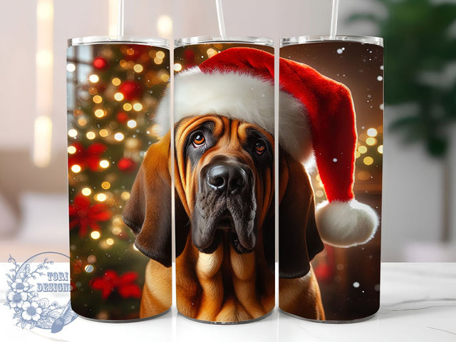 Festive Bloodhound Christmas Tumbler, Holiday Dog Design, Festive Bloodhound Art, Cute Christmas Pup, Winter Dog Graphic, 20oz Tumbler, Sublimation Design Sublimation ToriDesigns 