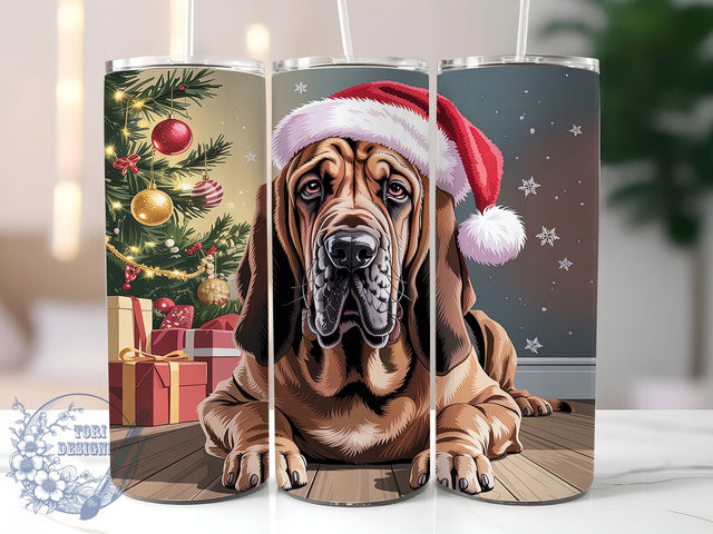 Festive Bloodhound Christmas Tumbler, Holiday Dog Design, Festive Bloodhound Art, Cute Christmas Pup, Winter Dog Graphic, 20oz Tumbler, Sublimation Design Sublimation ToriDesigns 