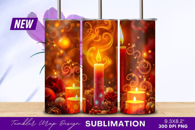 Festive Candles And Holiday Decoration Tumbler Png Sublimation Regulrcrative 
