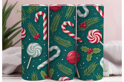 Festive Candy Cane Tumbler PNG Sublimation PixelChick 